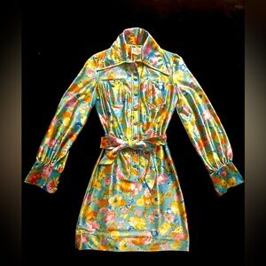 Vtg flower power bright dress